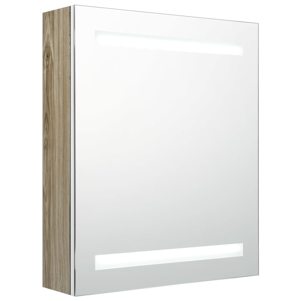 Badkamerkast met spiegel LED 50x14x60 cm eikenkleurig