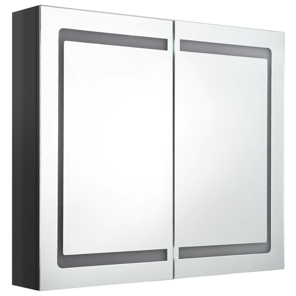 Badkamerkast met spiegel LED 80x12x68 cm eikenkleurig