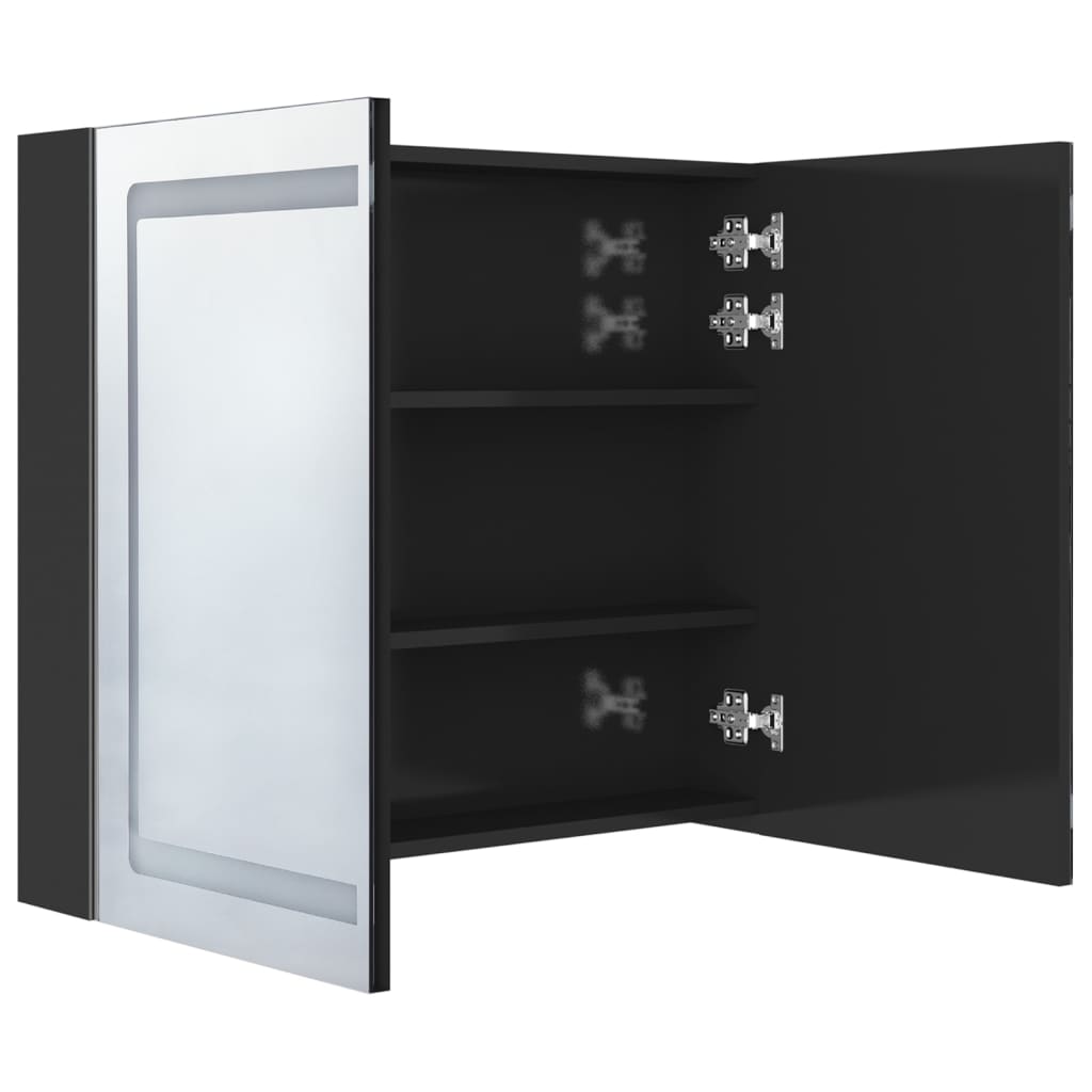 Badkamerkast met spiegel LED 80x12x68 cm eikenkleurig