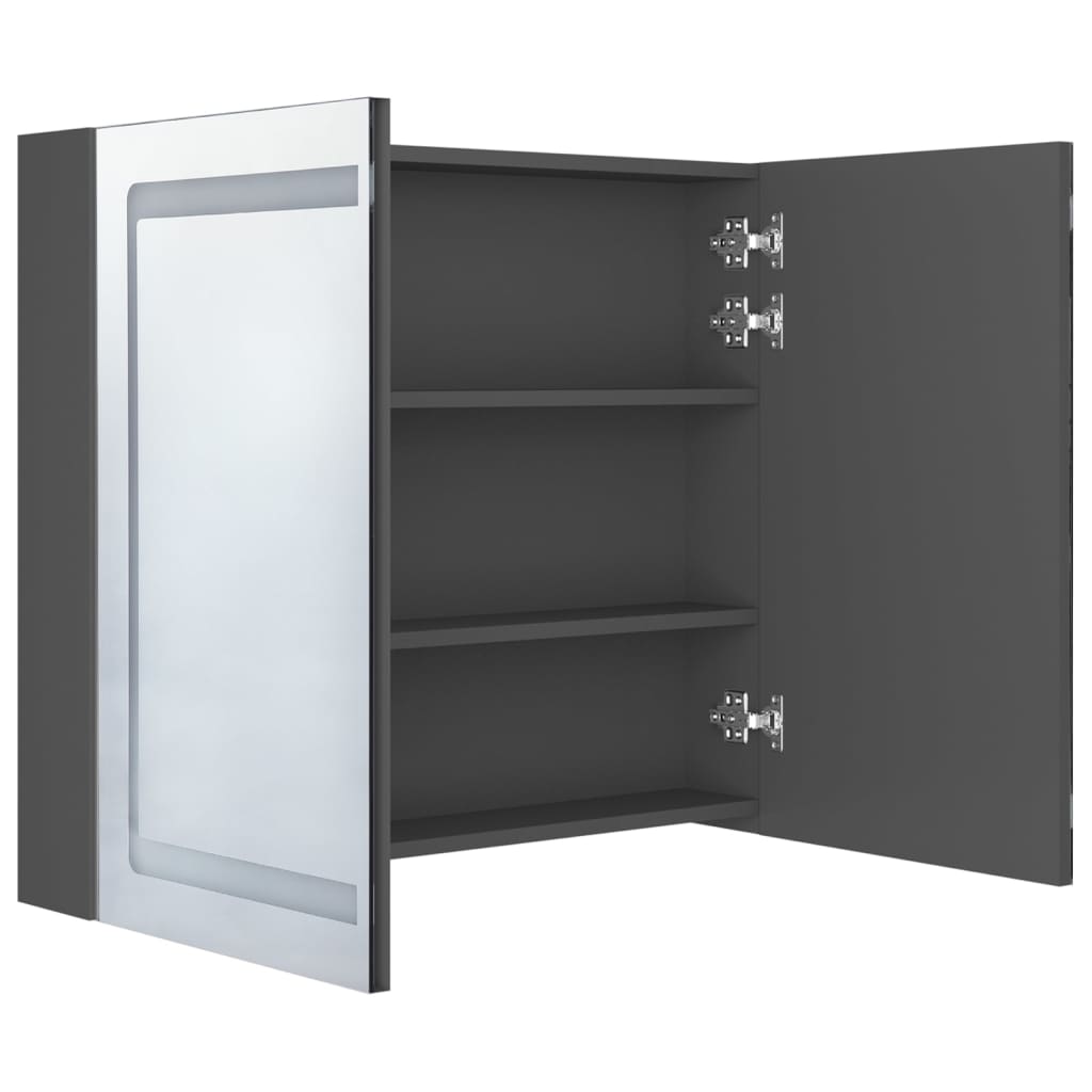 Badkamerkast met spiegel LED 80x12x68 cm eikenkleurig