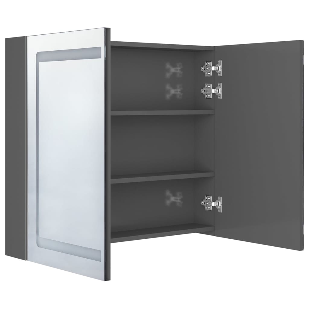 Badkamerkast met spiegel LED 80x12x68 cm eikenkleurig