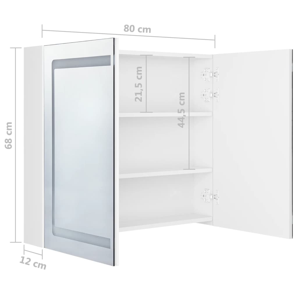 Badkamerkast met spiegel LED 80x12x68 cm eikenkleurig