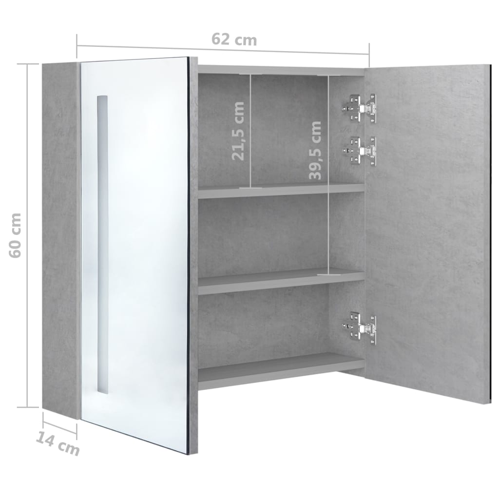 Badkamerkast met spiegel LED 89x14x62 cm