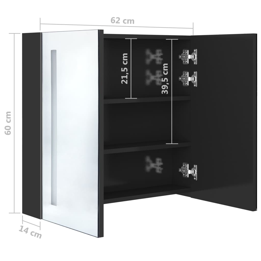 Badkamerkast met spiegel LED 89x14x62 cm