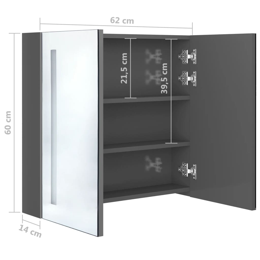 Badkamerkast met spiegel LED 89x14x62 cm