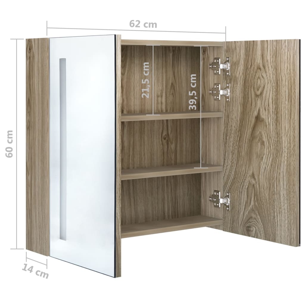 Badkamerkast met spiegel LED 89x14x62 cm