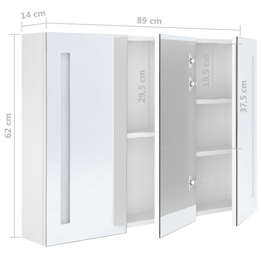 Badkamerkast met spiegel LED 89x14x62 cm