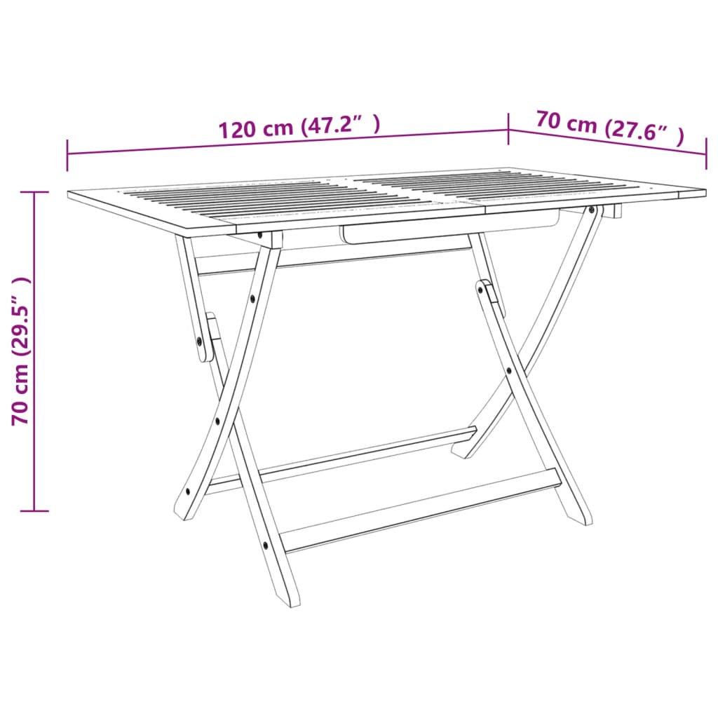 Tuintafel inklapbaar 120x70x75 cm massief eucalyptushout