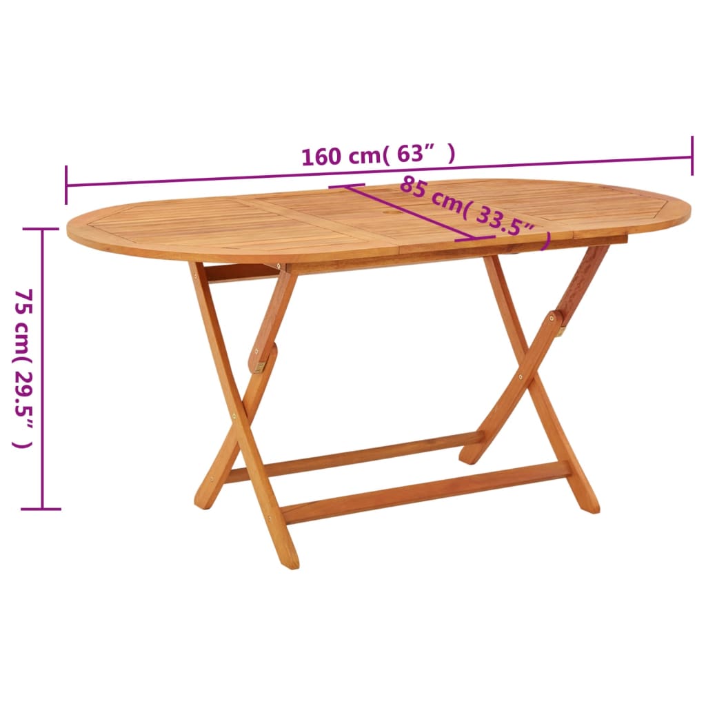 Tuintafel inklapbaar 120x70x75 cm massief eucalyptushout