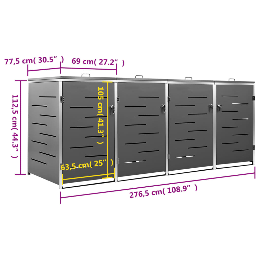 Containerberging dubbel 138x77,5x112,5 cm roestvrij staal