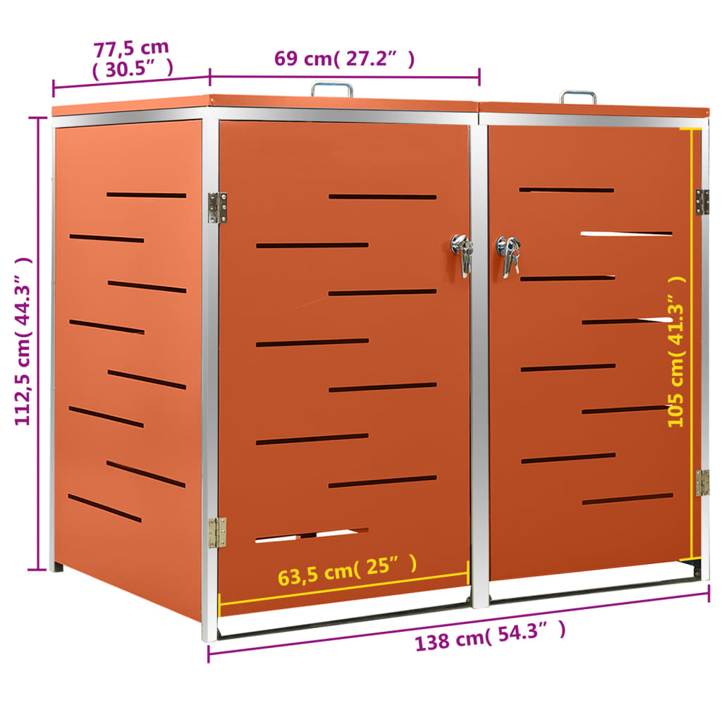 Containerberging dubbel 138x77,5x112,5 cm roestvrij staal