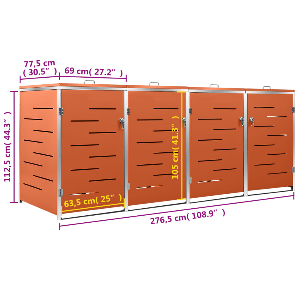 Containerberging dubbel 138x77,5x112,5 cm roestvrij staal