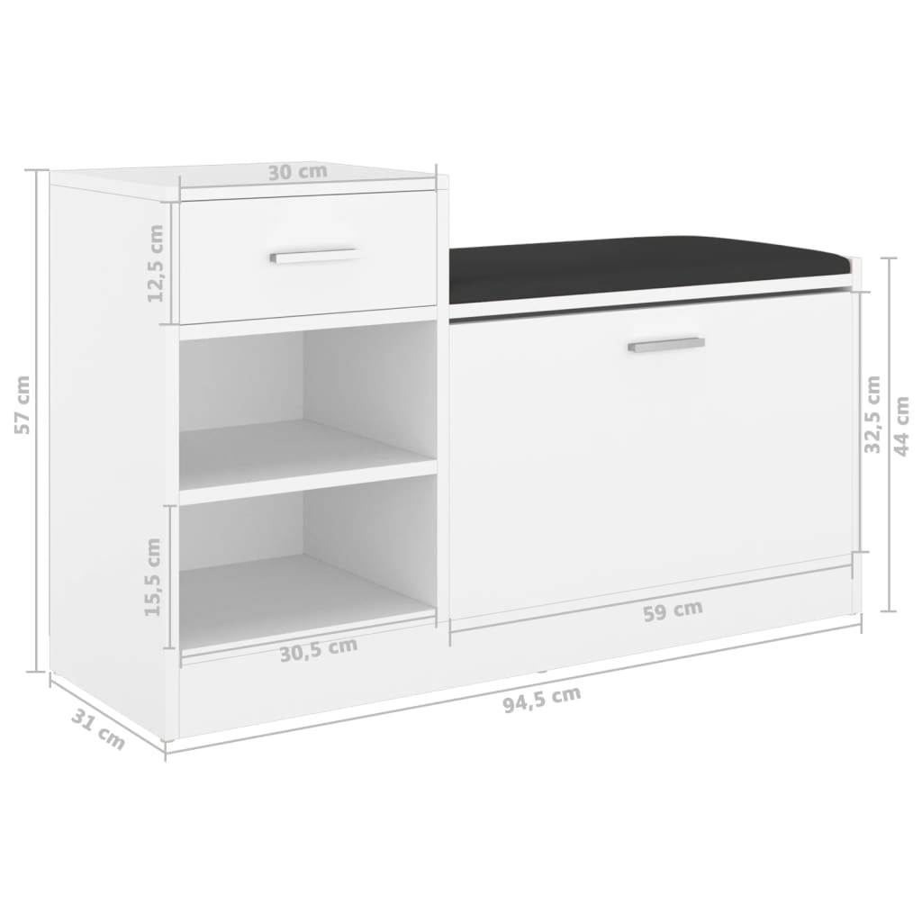 Schoenenbank 94,5x31x57 cm bewerkt hout