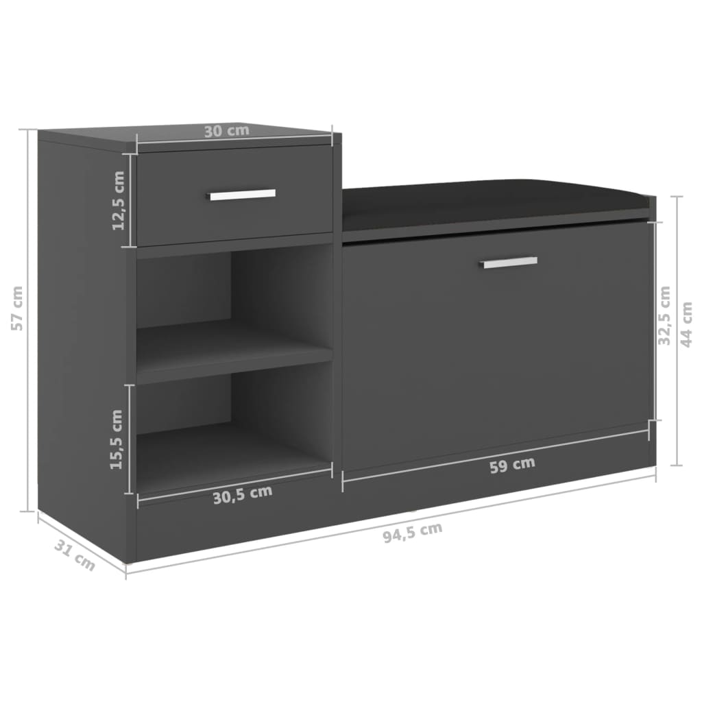 Schoenenbank 94,5x31x57 cm bewerkt hout eikenkleurig