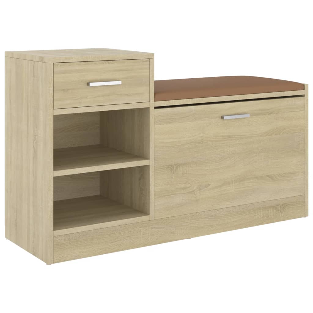 Schoenenbank 94,5x31x57 cm bewerkt hout eikenkleurig