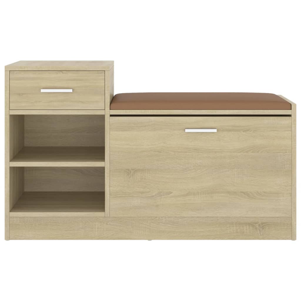 Schoenenbank 94,5x31x57 cm bewerkt hout gerookt eikenkleurig