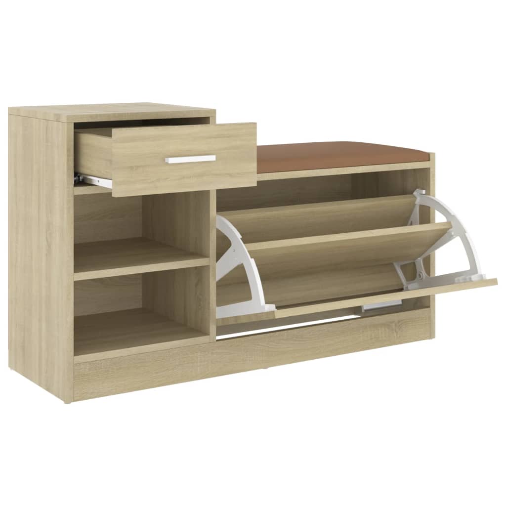 Schoenenbank 94,5x31x57 cm bewerkt hout gerookt eikenkleurig