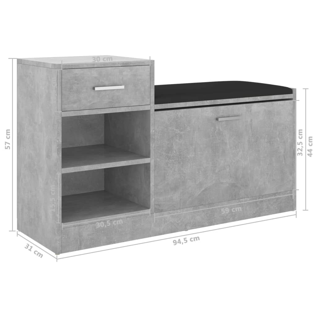 Schoenenbank 94,5x31x57 cm bewerkt hout gerookt eikenkleurig