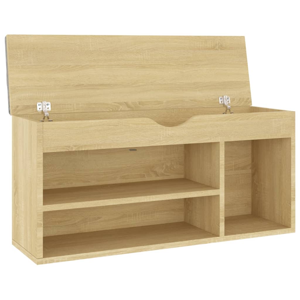 Schoenenbank met kussen 104x30x49 cm bewerkt hout