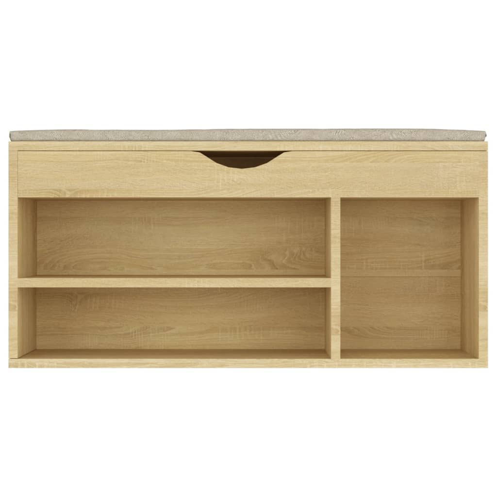 Schoenenbank met kussen 104x30x49 cm bewerkt hout