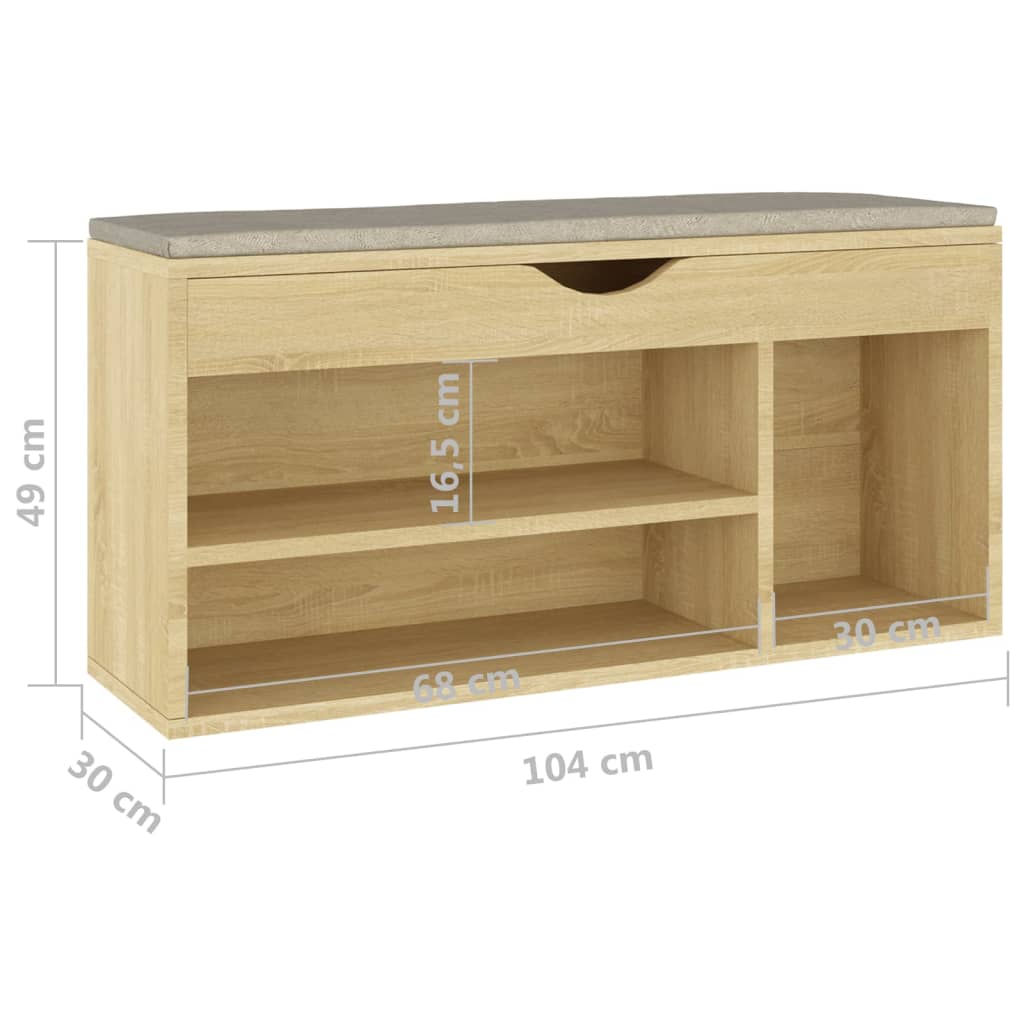 Schoenenbank met kussen 104x30x49 cm bewerkt hout