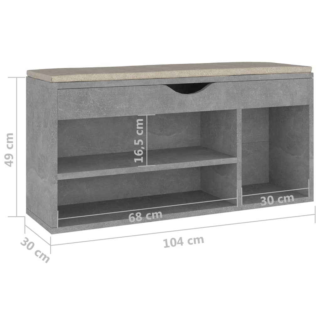 Schoenenbank met kussen 104x30x49 cm bewerkt hout