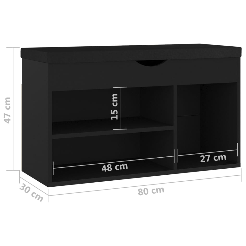 Schoenenbank met kussen 80x30x47 cm hout