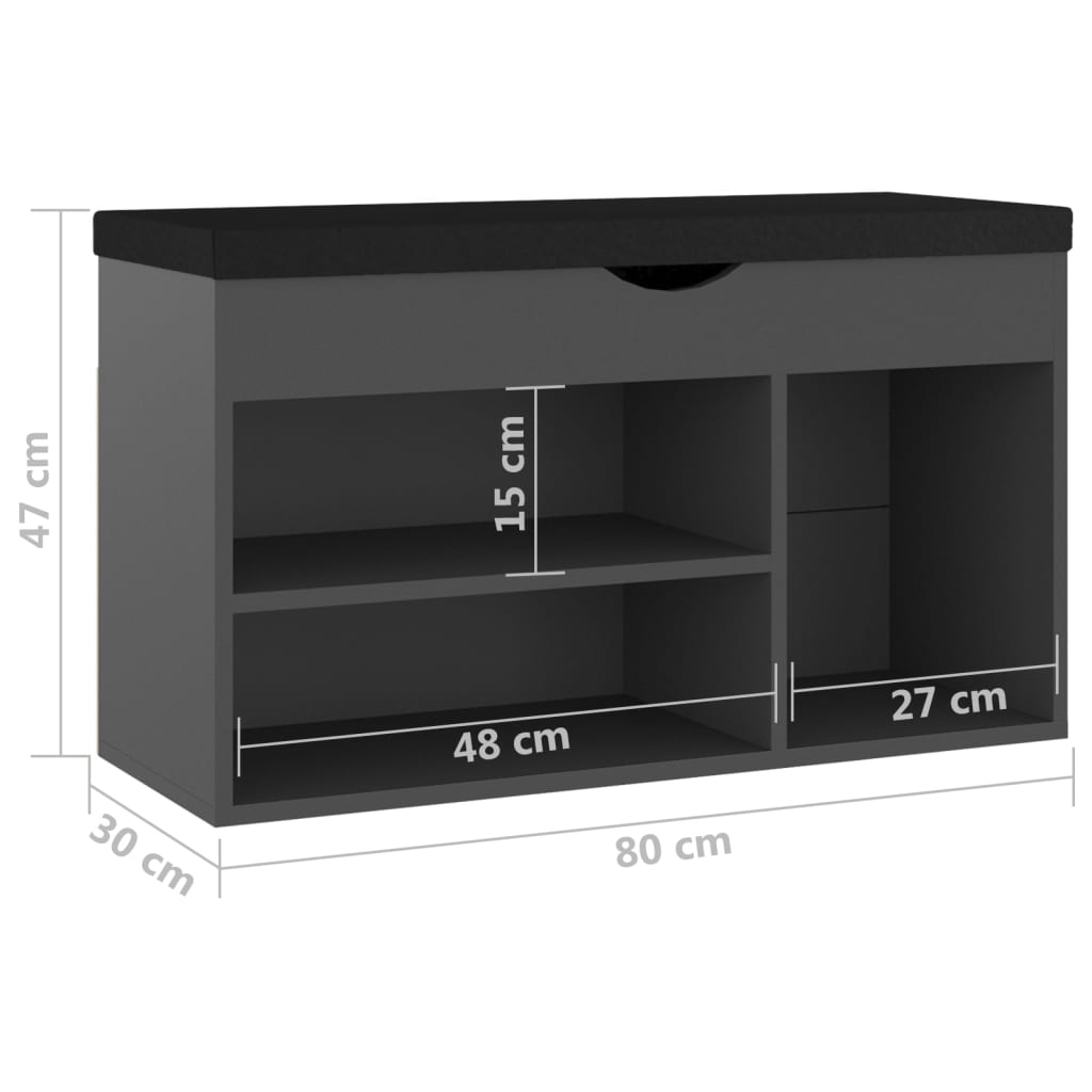 Schoenenbank met kussen 80x30x47 cm hout