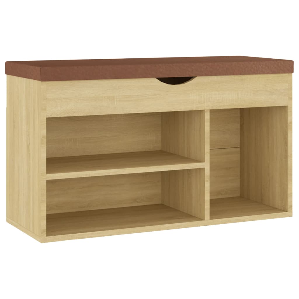 Schoenenbank met kussen 80x30x47 cm hout