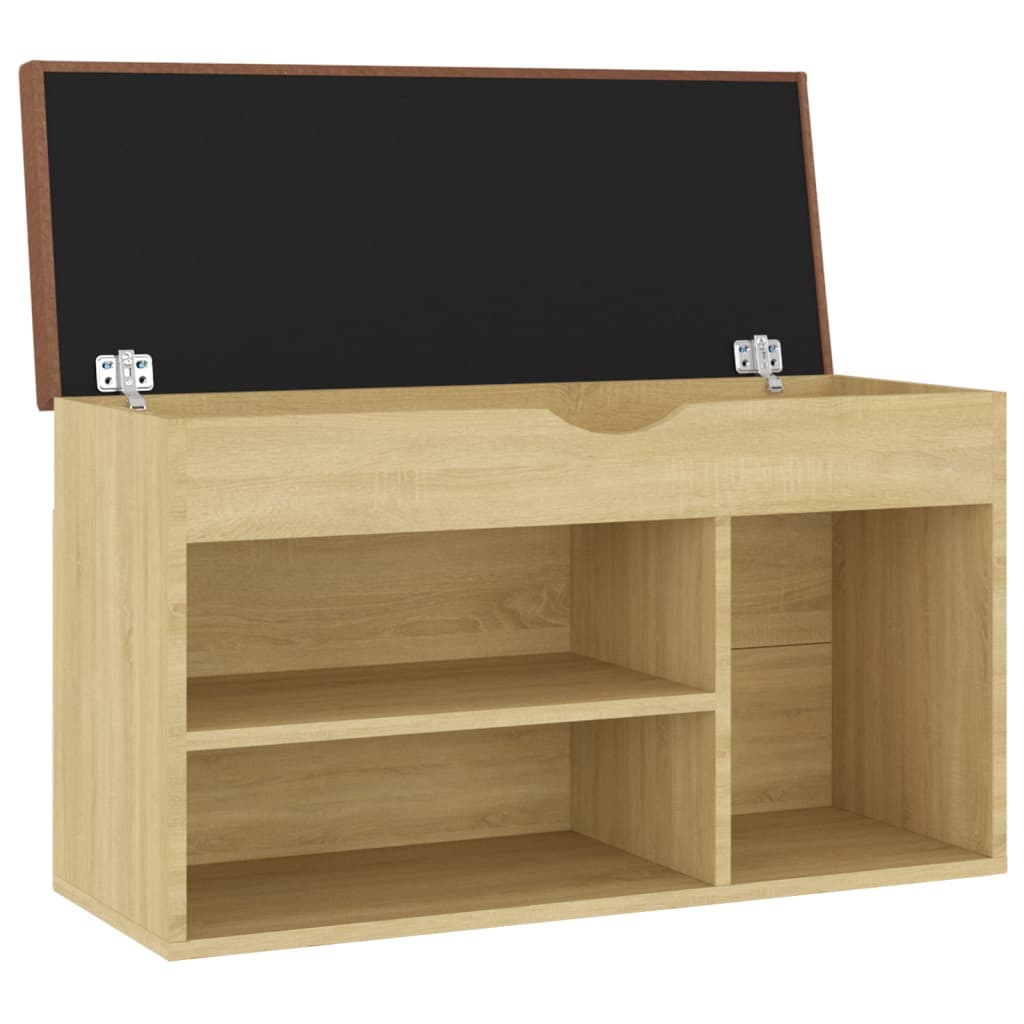 Schoenenbank met kussen 80x30x47 cm hout