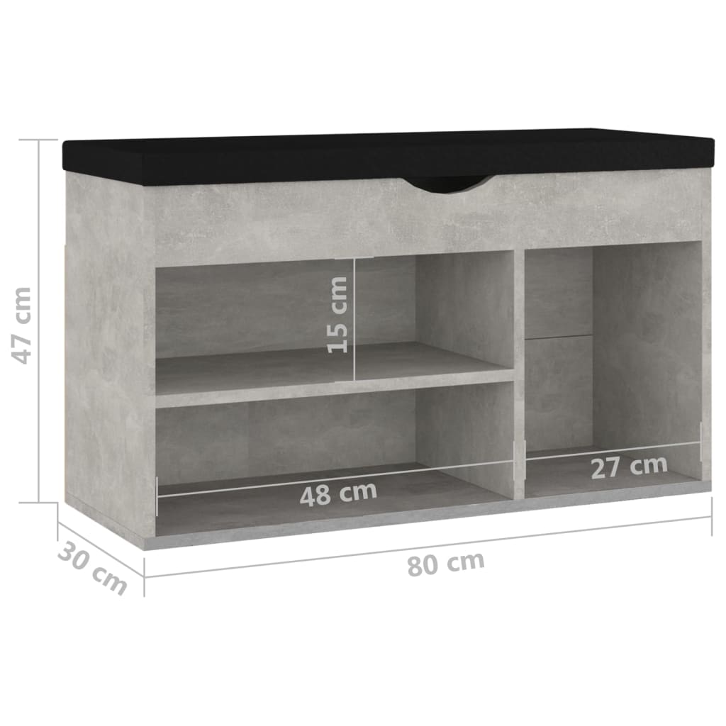 Schoenenbank met kussen 80x30x47 cm hout