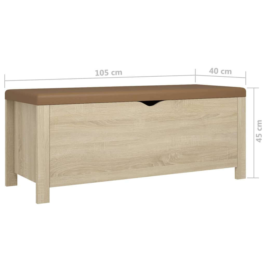 Opbergbox met kussen 105x40x45cm bewerkt hout eikenkleur