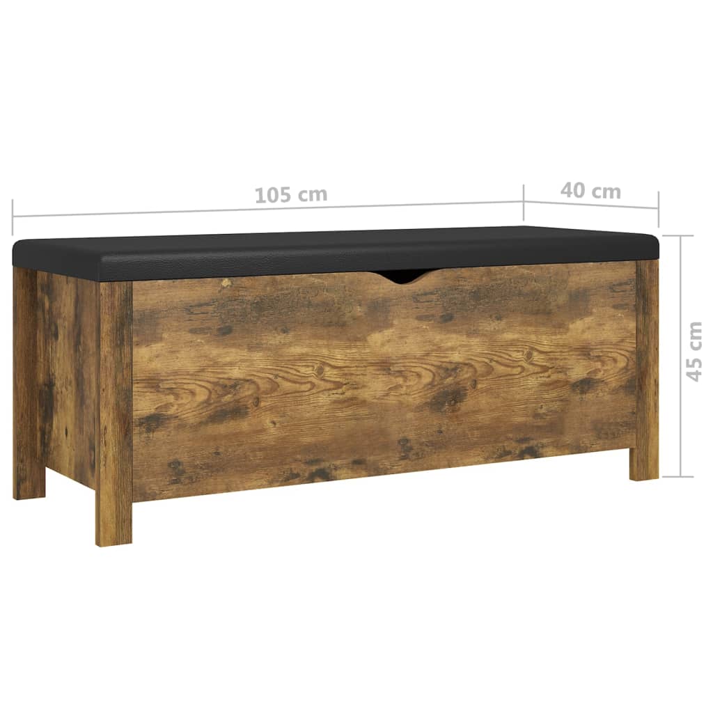 Opbergbox met kussen 105x40x45 cm bewerkt hout