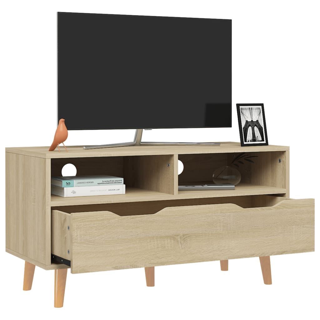 Tv-meubel 90x40x48,5 cm bewerkt hout eikenkleurig