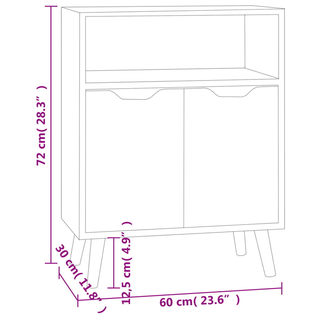 Dressoir 60x30x72 cm bewerkt hout