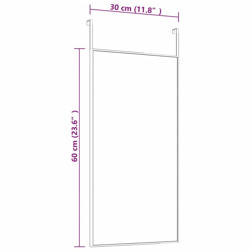 Deurspiegel 30x100 cm glas en aluminium