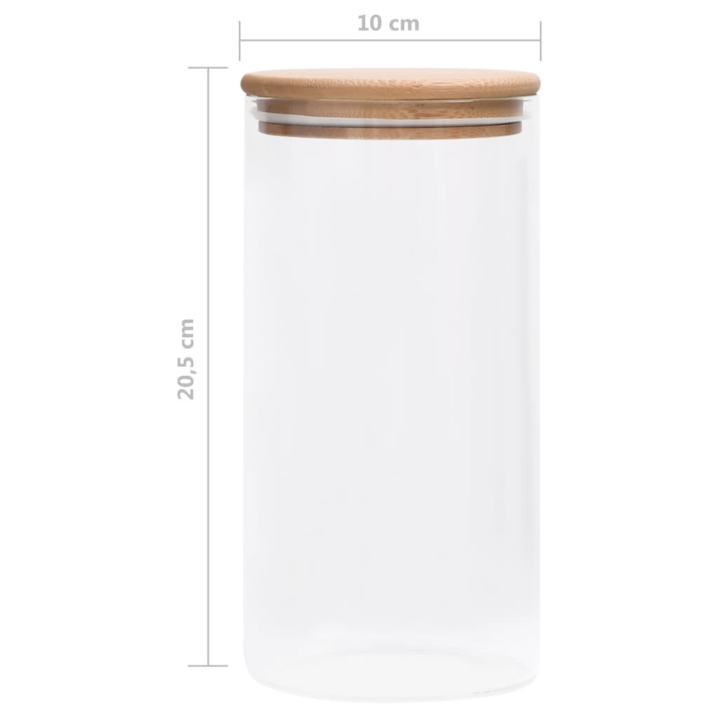 Opbergpotten met bamboe deksels 4 st 1200 ml glas