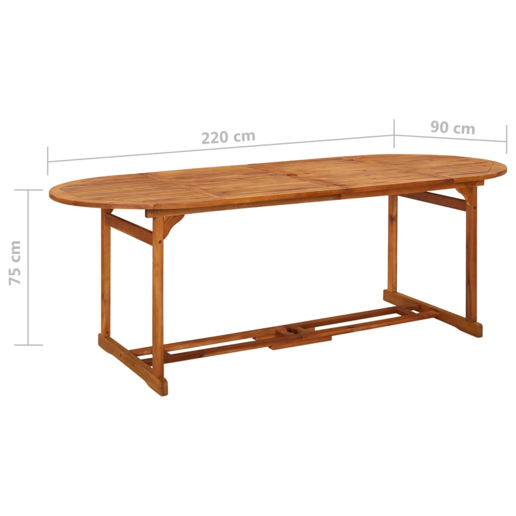 Tuintafel 220x90x75 cm massief acaciahout