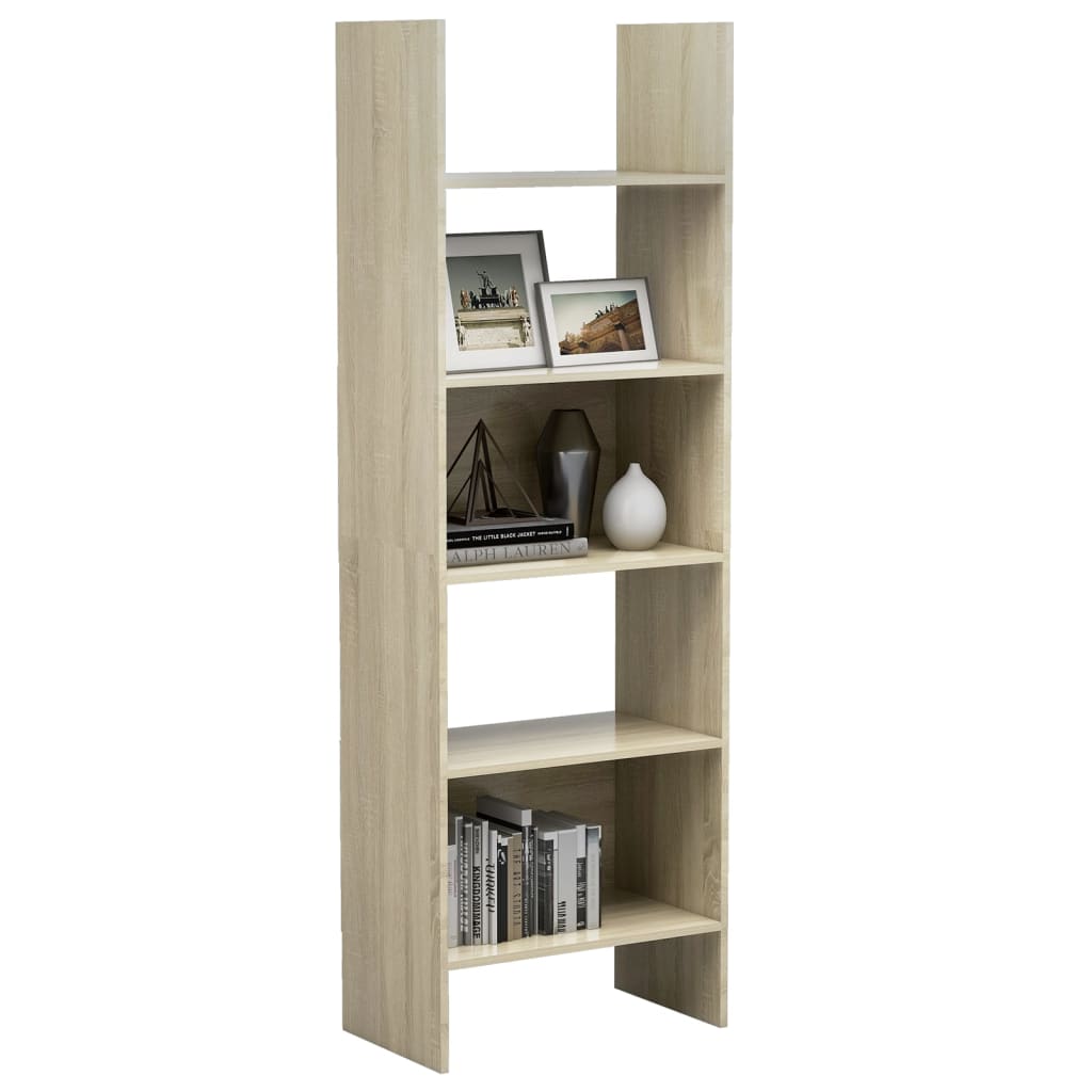 Boekenkast 60x35x180 cm bewerkt hout eikenkleurig