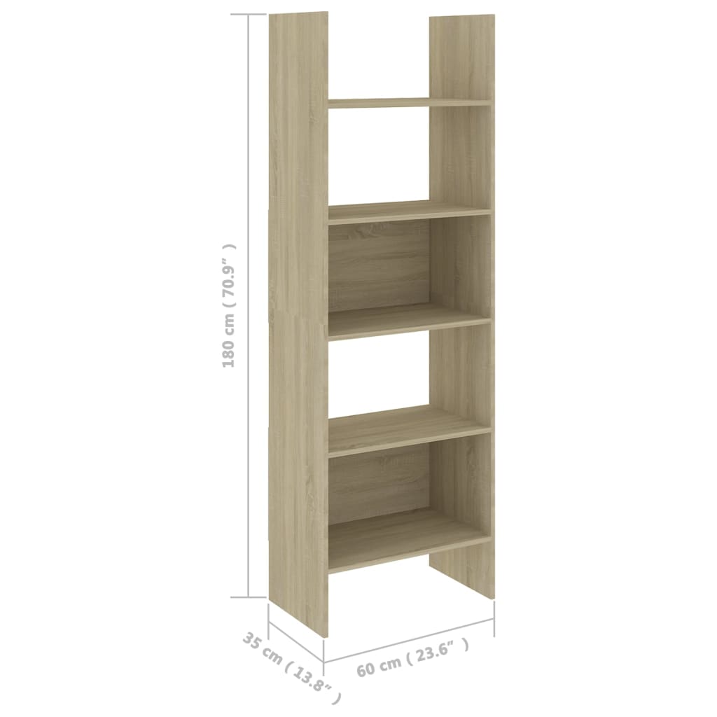 Boekenkast 60x35x180 cm bewerkt hout eikenkleurig