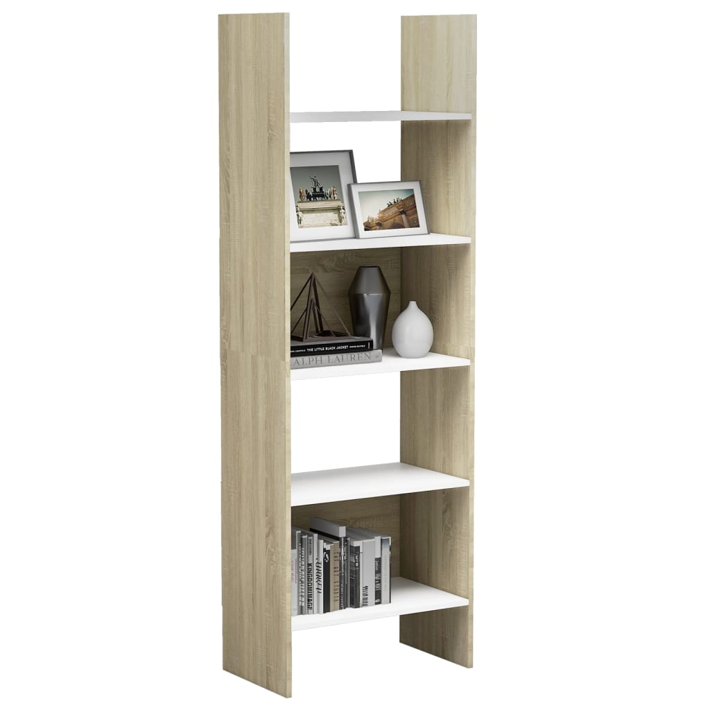 Boekenkast 60x35x180 cm bewerkt hout eikenkleurig