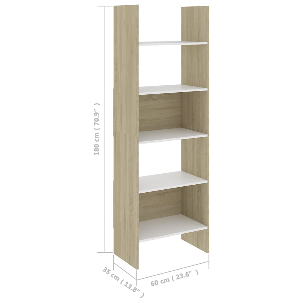 Boekenkast 60x35x180 cm bewerkt hout eikenkleurig