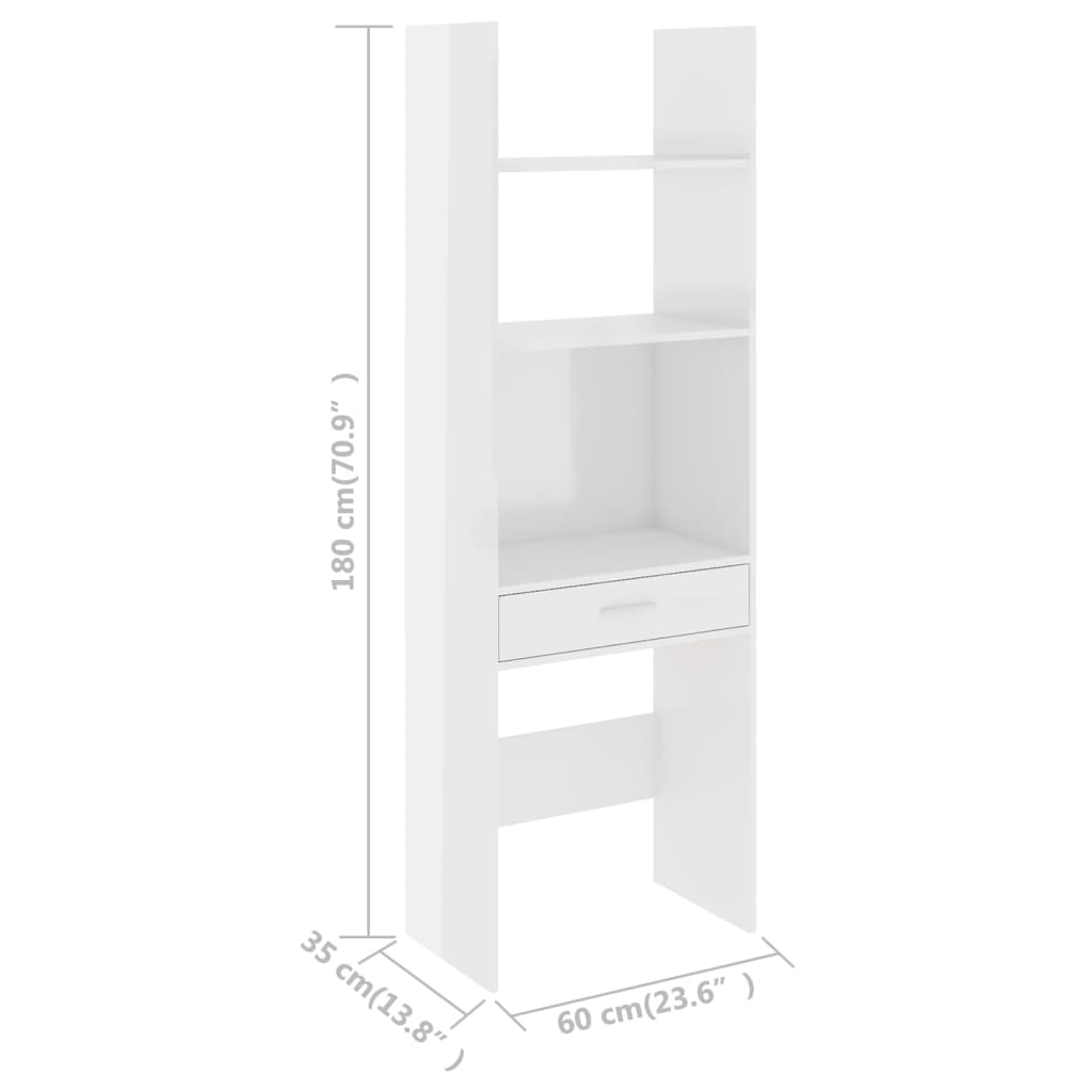 Boekenkast 60x35x180 cm bewerkt hout