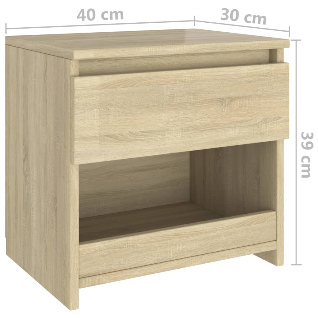 Nachtkastjes 2 st 40x30x39 cm bewerkt hout eikenkleurig