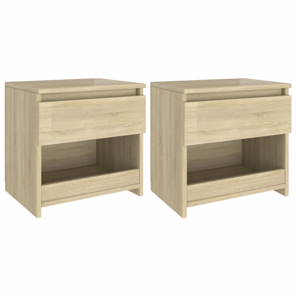 Nachtkastjes 2 st 40x30x39 cm bewerkt hout eikenkleurig