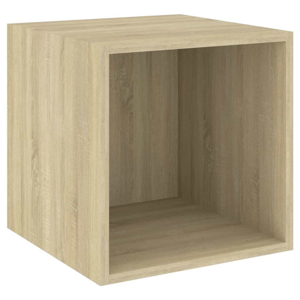 Wandkasten 2 st 37x37x37 cm bewerkt hout eikenkleur