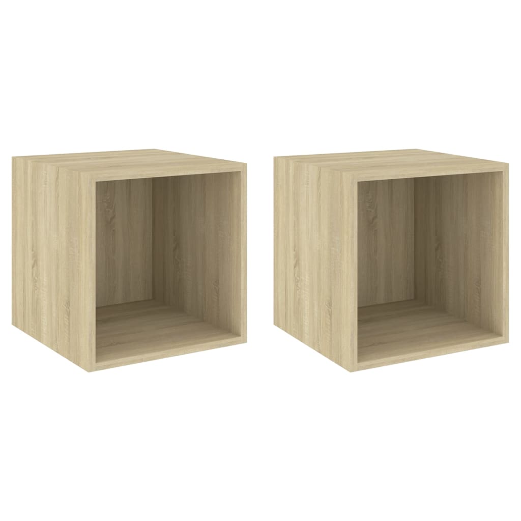 Wandkasten 4 st 37x37x37 cm bewerkt hout eikenkleurig