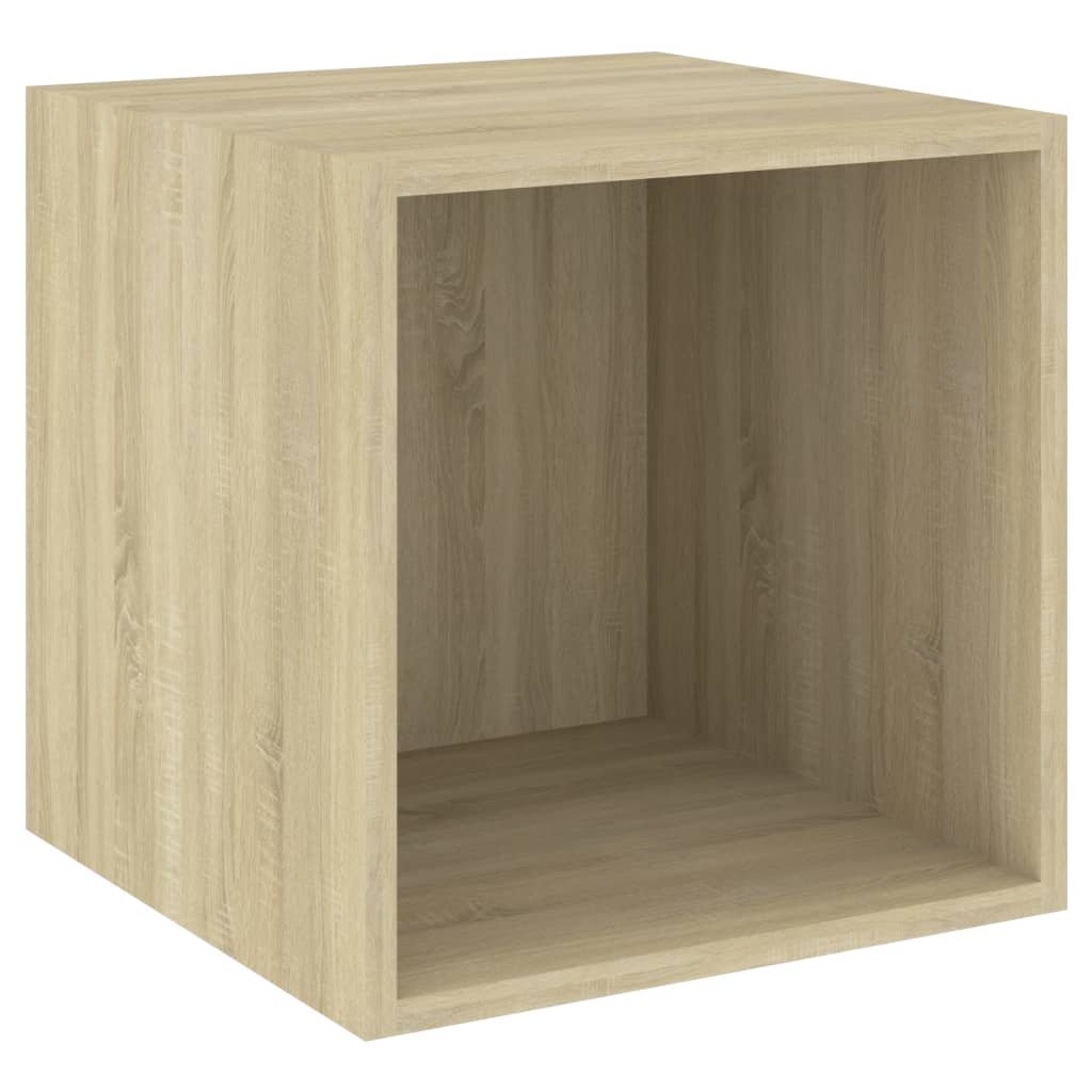 Wandkasten 4 st 37x37x37 cm bewerkt hout eikenkleurig