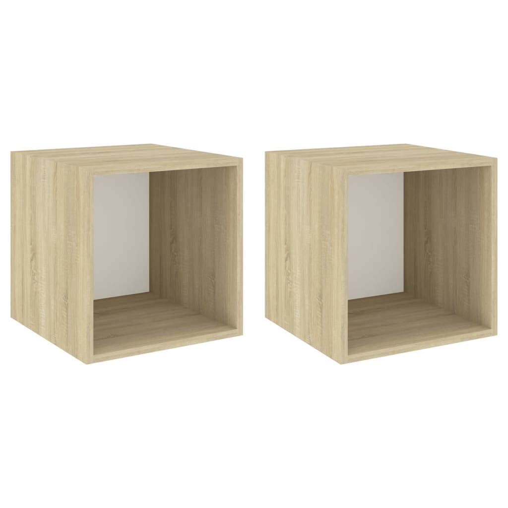 Wandkasten 4 st 37x37x37 cm bewerkt hout eikenkleurig