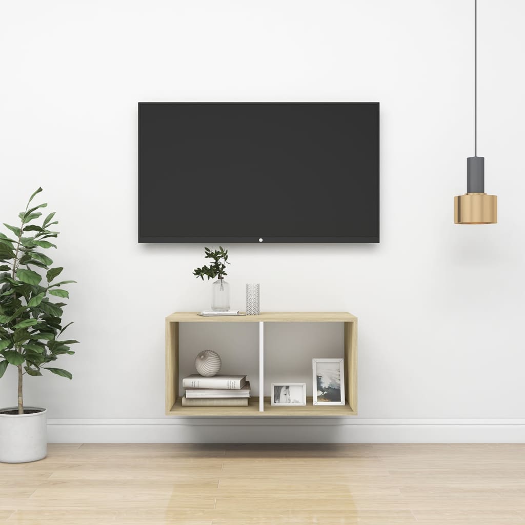 Tv-wandmeubel 37x37x72 cm bewerkt hout